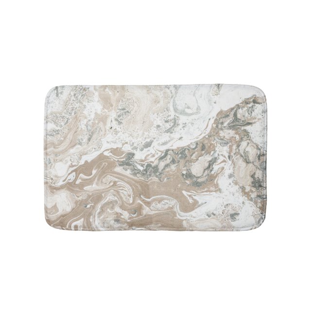 Marble Stone Abstract Creamy Beige Ivory Gray Bath Mat (Front)