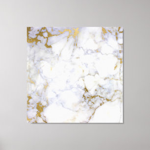 Marble Stone Abstract Gold Silver White Carrara Canvas Print