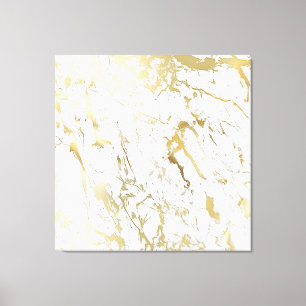 Marble Stone Abstract White Carrara Gold Luxury Canvas Print