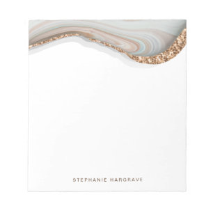 Marble stone agate geode glitter notepad