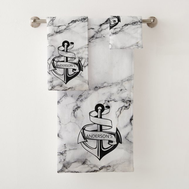 Marble Stone And Anchor Bath Towel Set (Insitu)