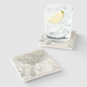 Marble Stone Bright Carrara Beige Ivory Cali Gray Coaster