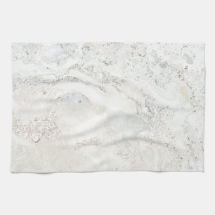 Marble Stone Bright Carrara Beige Ivory Gray Tea Towel