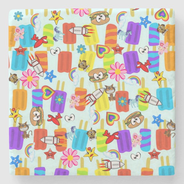 Marble Stone Coaster Aliens Astronaut Spaceships (Front)