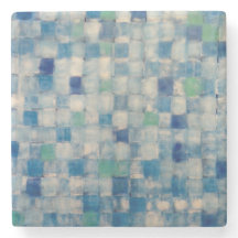 Marble Stone Coaster "Blue Weave"