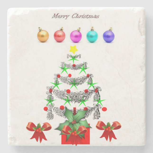 Marble Stone Coaster Christmas (Front)