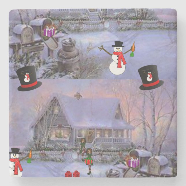 Marble Stone Coaster Christmas (Front)