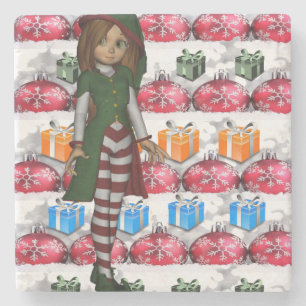 Marble Stone Coaster Christmas