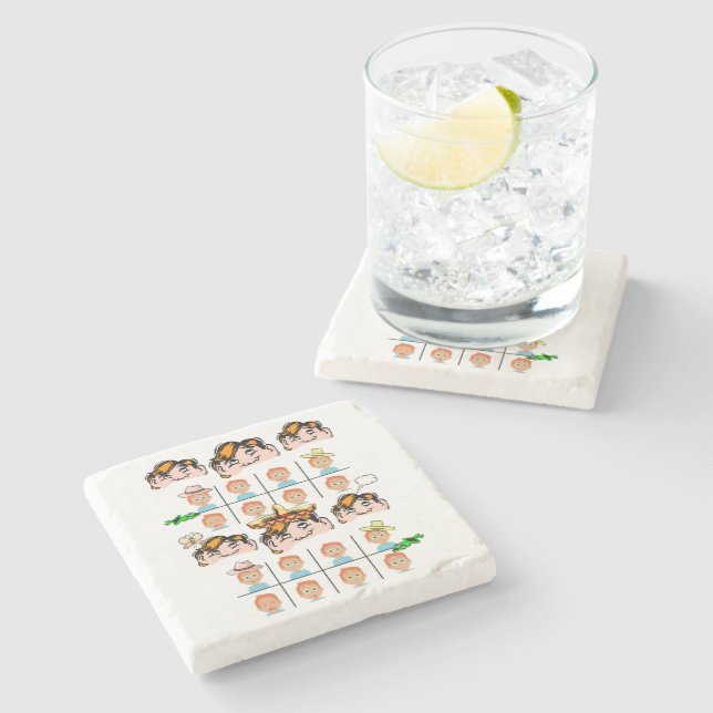 Marble Stone Coaster Faces Expressions (Side)