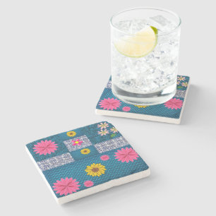 Marble Stone Coaster Flowers Floral