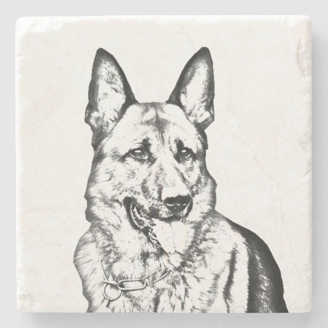Marble Stone Coaster - German Shepherd (Front)
