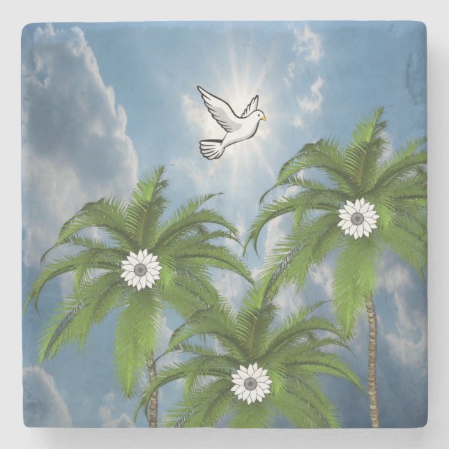 Marble Stone Coaster Palm tree (Front)