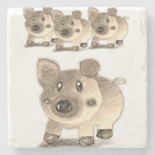 Marble Stone Coaster Pig