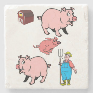 Marble Stone Coaster Pig