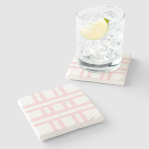 Marble Stone Coaster Pink & White Stripe