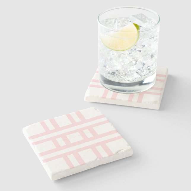 Marble Stone Coaster Pink & White Stripe  (Side)