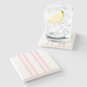 Marble Stone Coaster Pink & White Stripe