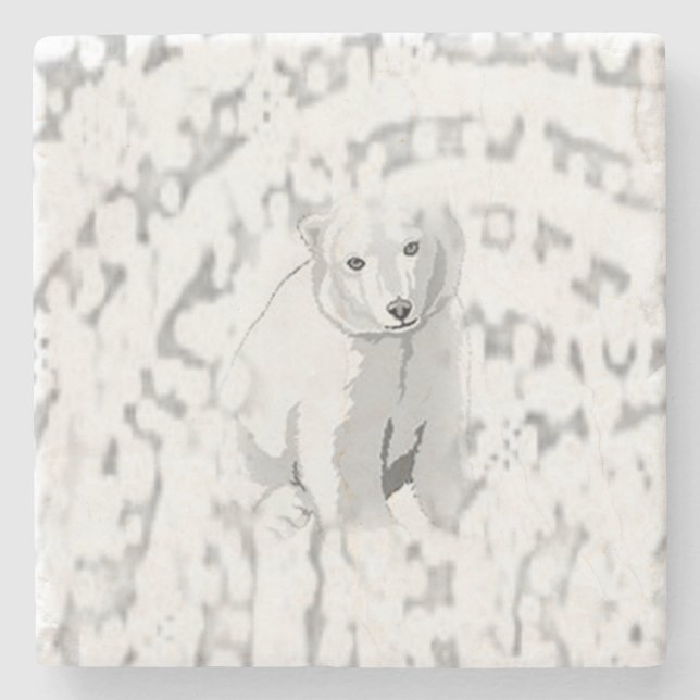 Marble Stone Coaster Polar Bear (Front)