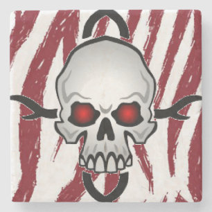Marble Stone Coaster Skull