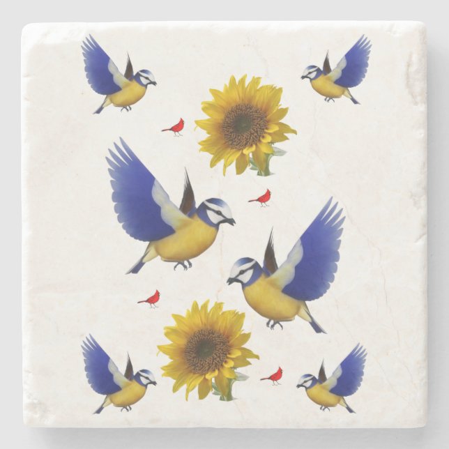 Marble Stone Coaster Sunflower (Front)