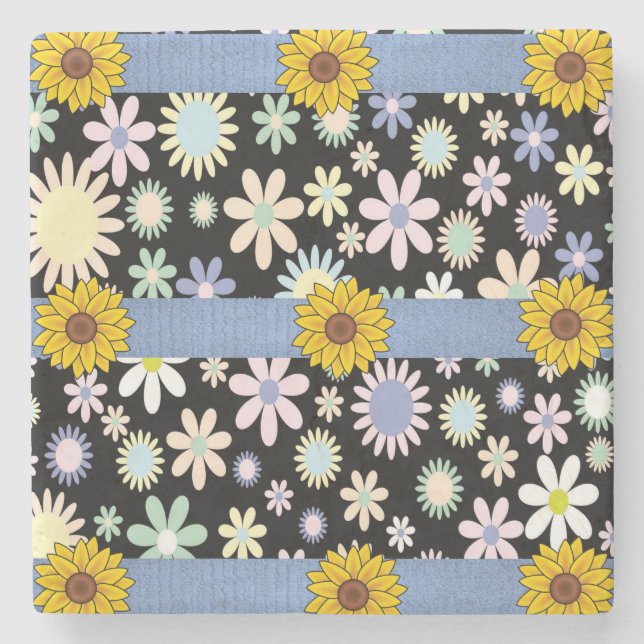 Marble Stone Coaster Sunflower (Front)
