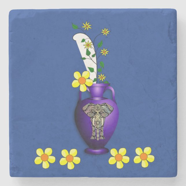 Marble Stone Coaster Sunflower (Front)