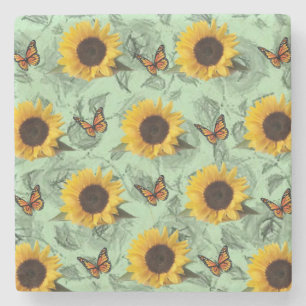 Marble Stone Coaster Sunflower