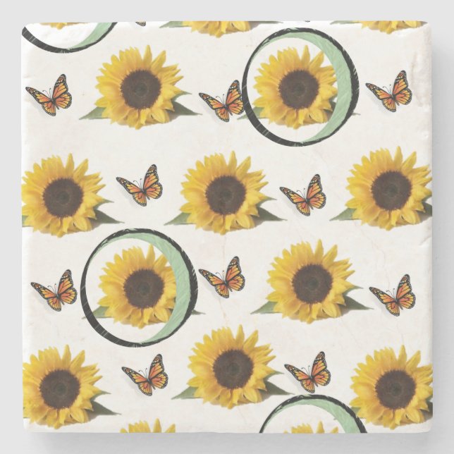 Marble Stone Coaster Sunflower (Front)