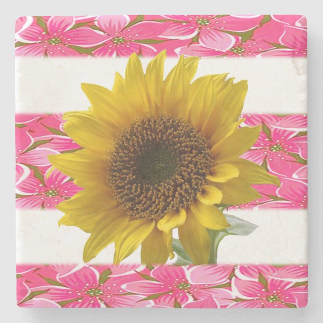 Marble Stone Coaster Sunflower (Front)