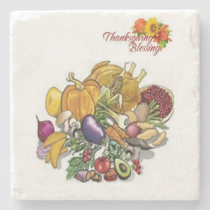 Marble Stone Coaster Thanksgiving