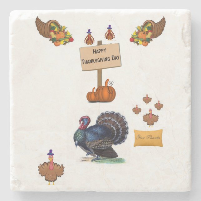 Marble Stone Coaster Thanksgiving (Front)