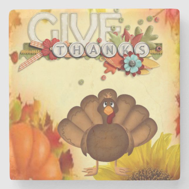 Marble Stone Coaster Thanksgiving (Front)