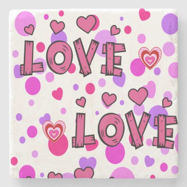 Marble Stone Coaster Valentine's Day (Front)