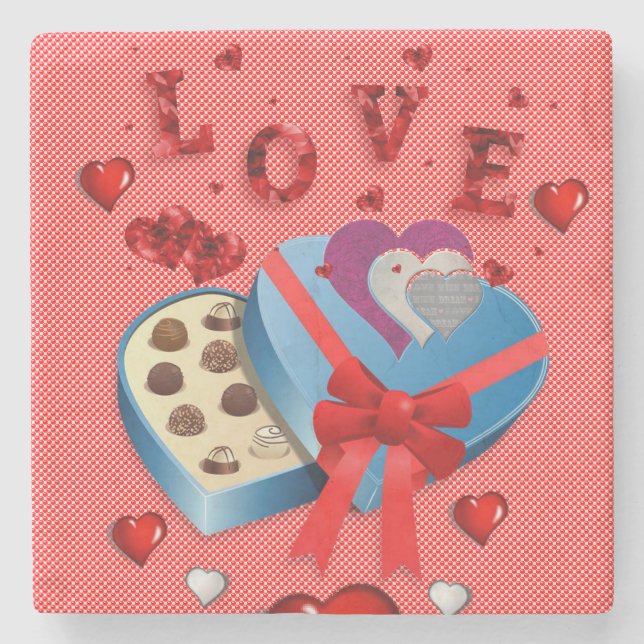 Marble Stone Coaster Valentine's Day (Front)