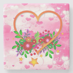 Marble Stone Coaster Valentine's Day