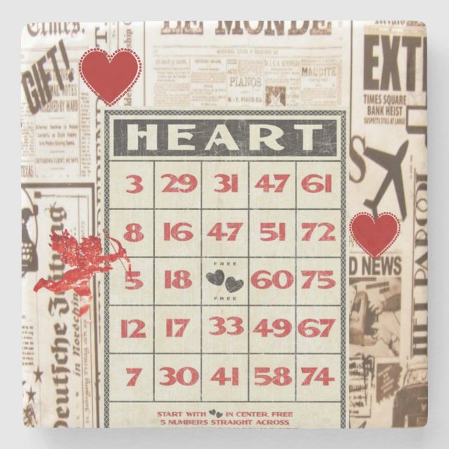 Marble Stone Coaster Valentine's Day (Front)