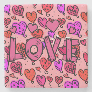 Marble Stone Coaster Valentine's Day