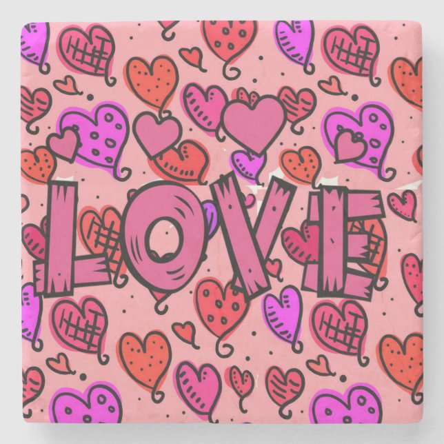 Marble Stone Coaster Valentine's Day (Front)