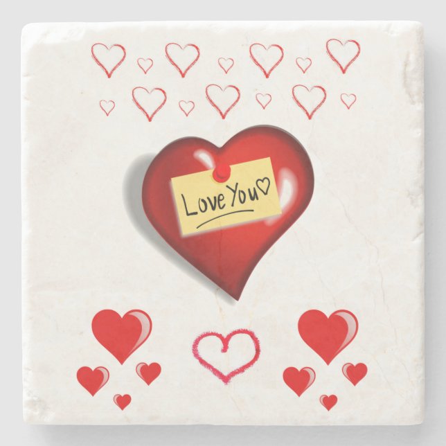 Marble Stone Coaster Valentine's Day (Front)