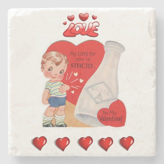 Marble Stone Coaster Valentine's Day (Front)