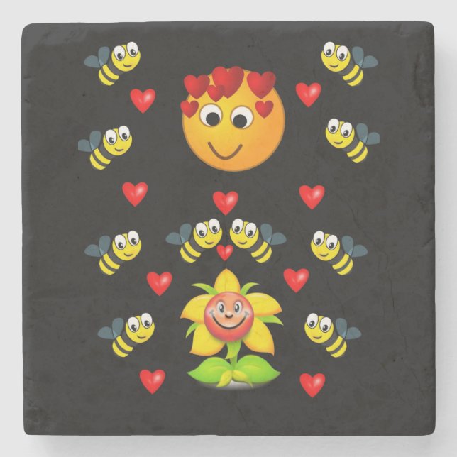 Marble Stone Coaster Valentine's Day (Front)