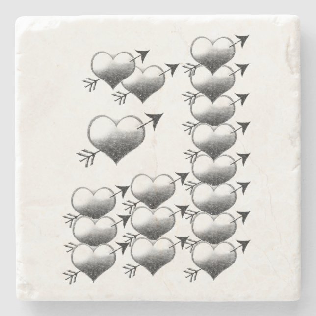 Marble Stone Coaster Valentine's Day (Front)