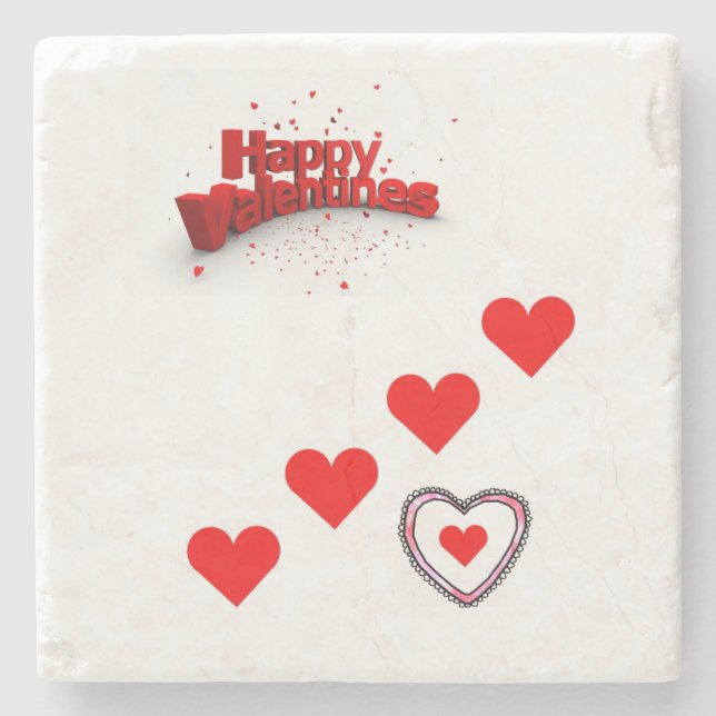 Marble Stone Coaster Valentine's Day (Front)