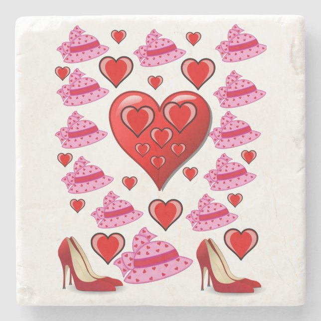 Marble Stone Coaster Valentine's Day (Front)