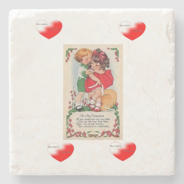 Marble Stone Coaster Valentine's Day (Front)