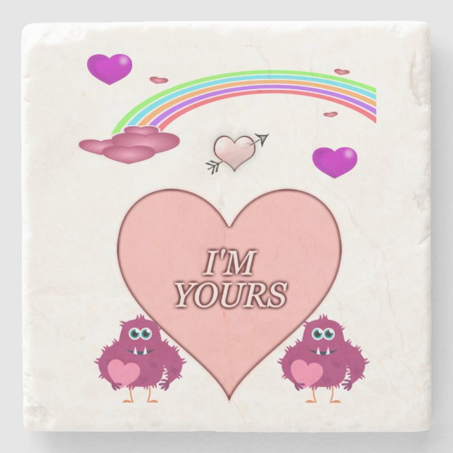 Marble Stone Coaster Valentine's Day (Front)
