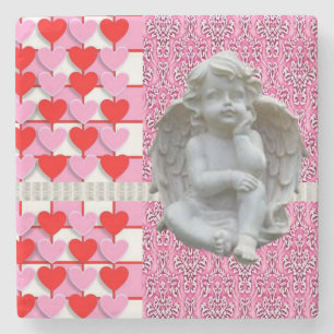 Marble Stone Coaster Valentine's Day Angel