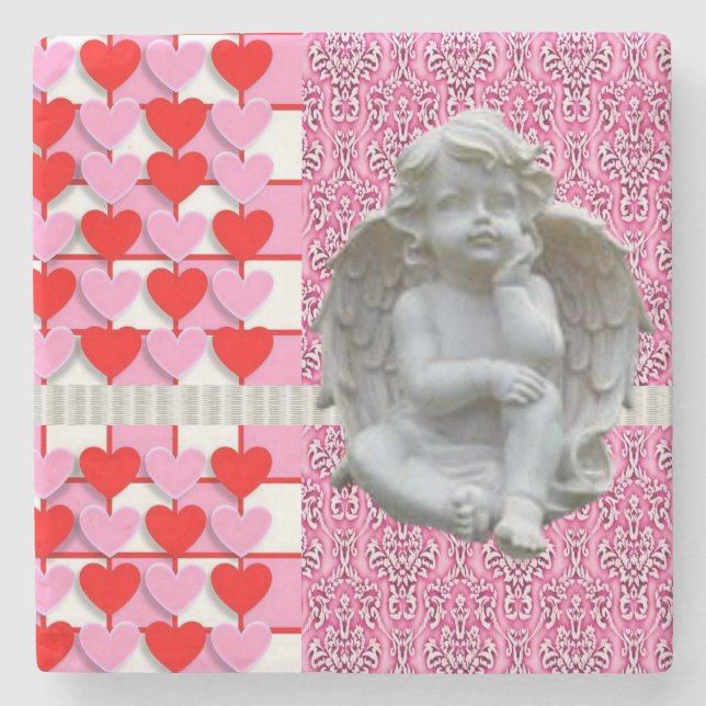 Marble Stone Coaster Valentine's Day Angel (Front)