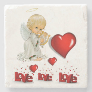 Marble Stone Coaster Valentine's Day Angel
