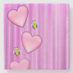 Marble Stone Coaster Valentine's Day Bumblebee